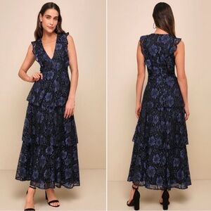 Altar'd State Navy Floral Maxi Dress